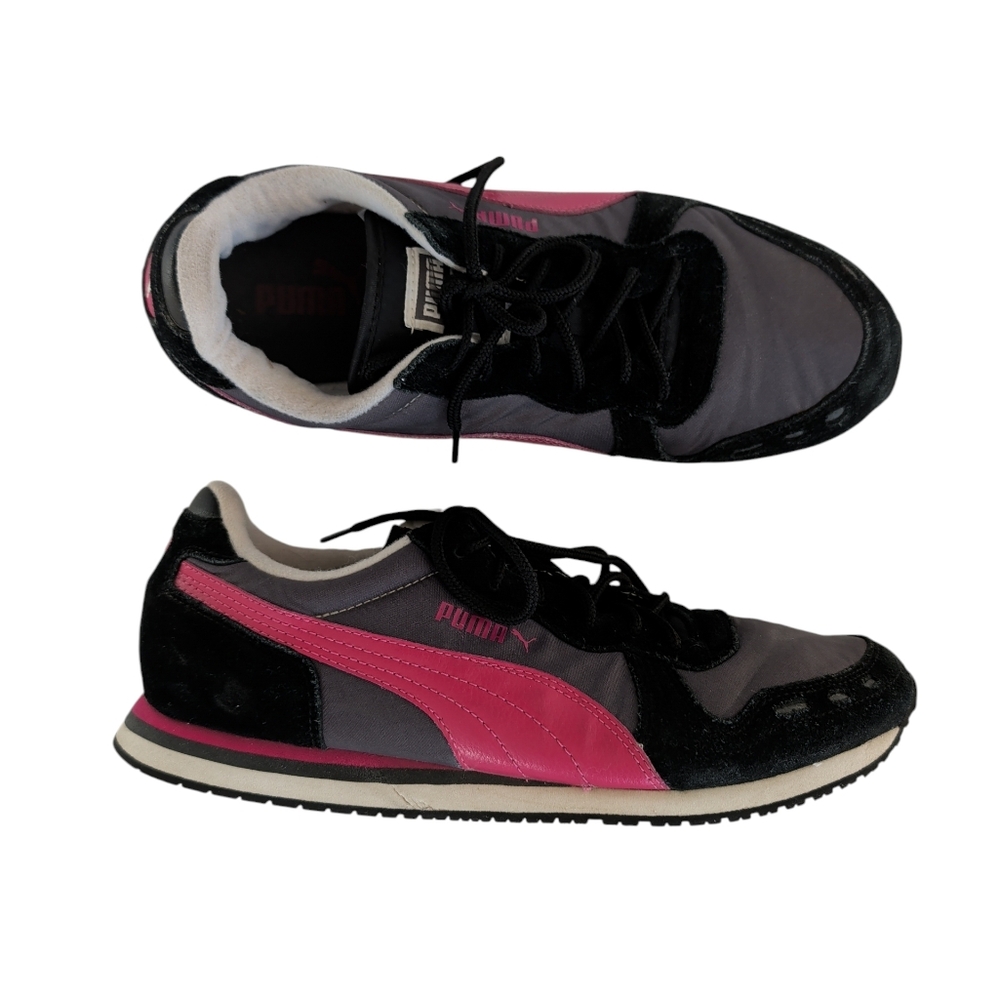 Puma Cabana Racer Lace Up Lightweight Sneakers 9 Black Pink Fuchsia Y2K